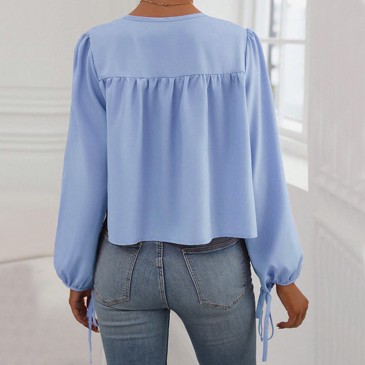 Damen Bluse mit dekorativem Bindeband und lässigem Schnitt Drune