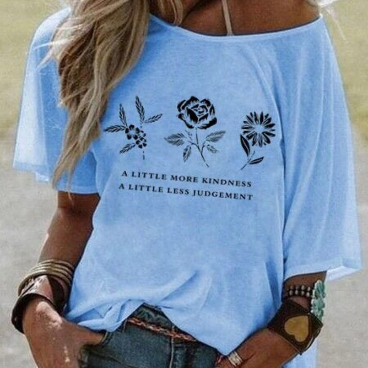 Damen lässiges Boho-T-Shirt mit floralem Motiv Drune