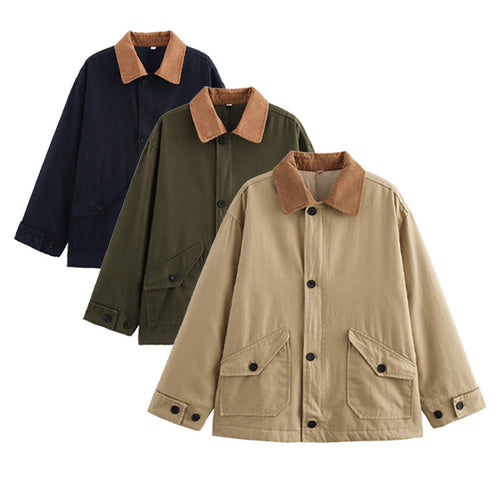Damen Übergangsjacke mit Cordkragen und praktischen Taschen Drune
