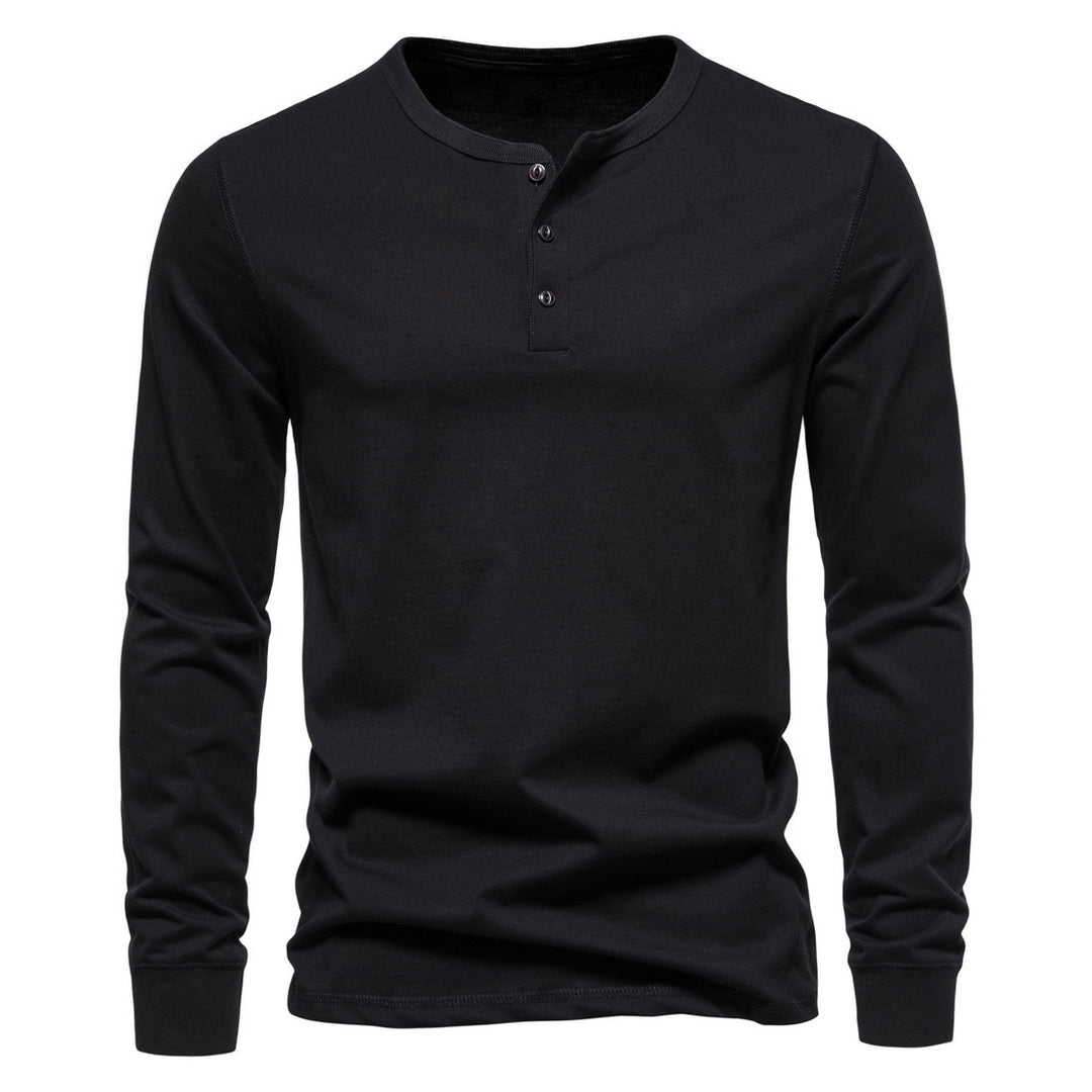 Herren Langarm Button-Up Henley Shirt Drune