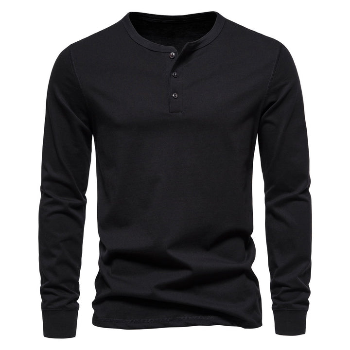 Herren Langarm Button-Up Henley Shirt Drune