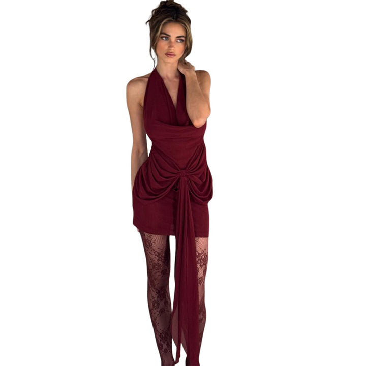 Damen Mini-Kleid mit aufregendem Wickeldesign und verführerischem Drapierungsdetail Drune