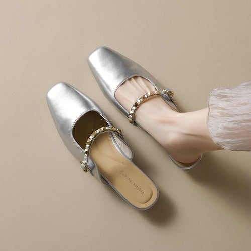 Damen modische Slingback-Mules mit eleganter Kettenverzierung und komfortablem Blockabsatz Drune