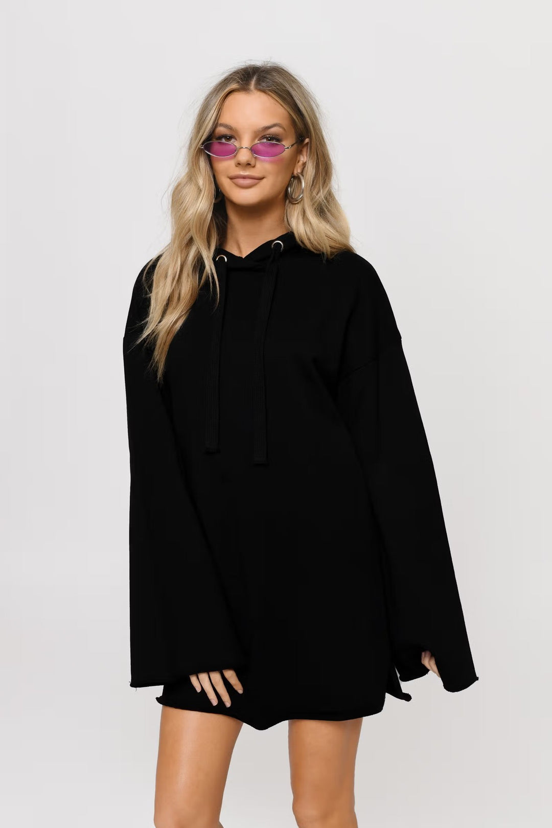 Damen lässiges Oversized Hoodie-Kleid mit Kapuze und langen Ärmeln Drune
