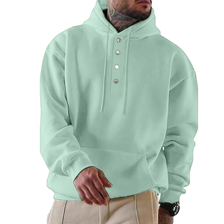 Herren Kapuzenpullover mit Knopfleiste und XXL-Passform Drune