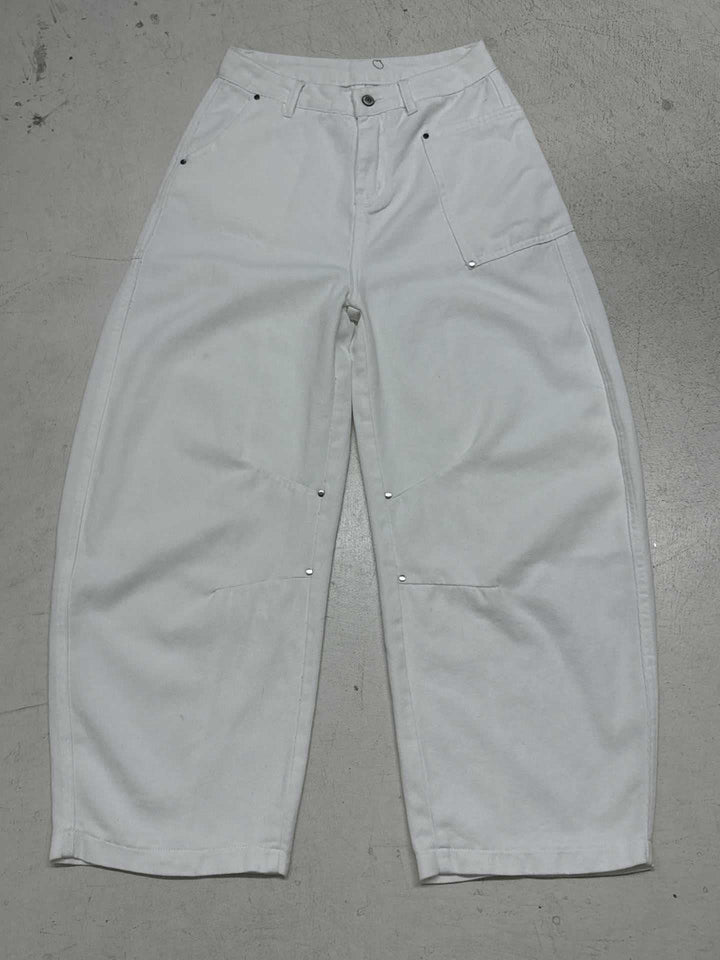 Damen Weite Cargo-Hose mit praktischen Seitentaschen und Hochbund Drune