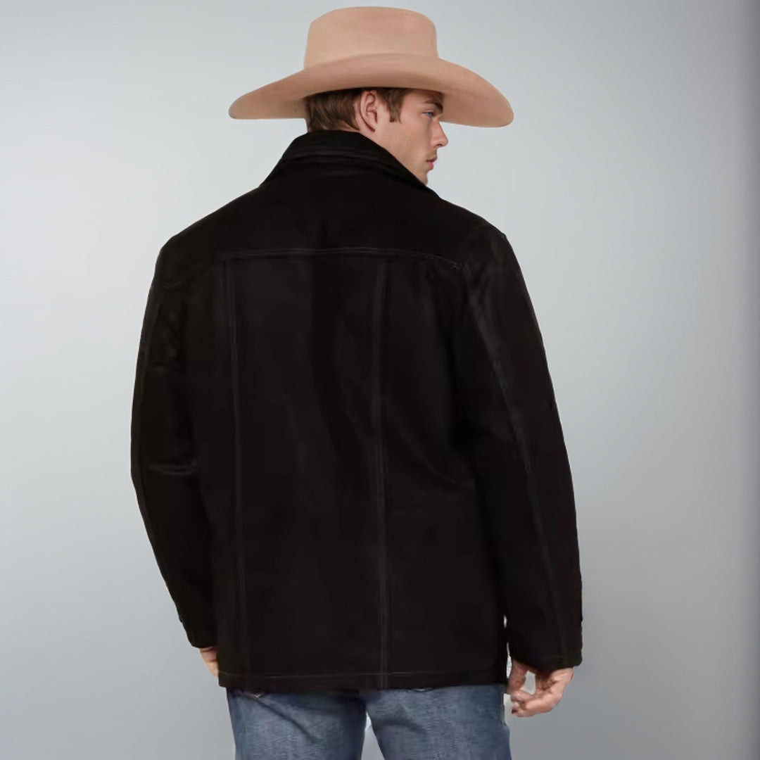 Herren Stilvolle Lederjacke mit auffälligen Nähten Drune