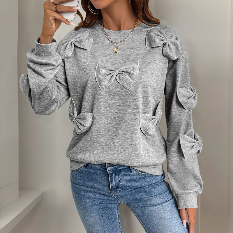Damen Sweatshirt mit verspielten Schleifendetails und lässigem Schnitt Drune
