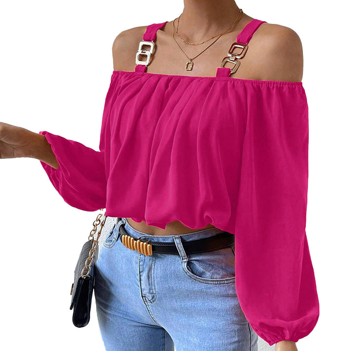 Damen Off-Shoulder Bluse mit dekorativen Trägern und eleganter Raffung Drune