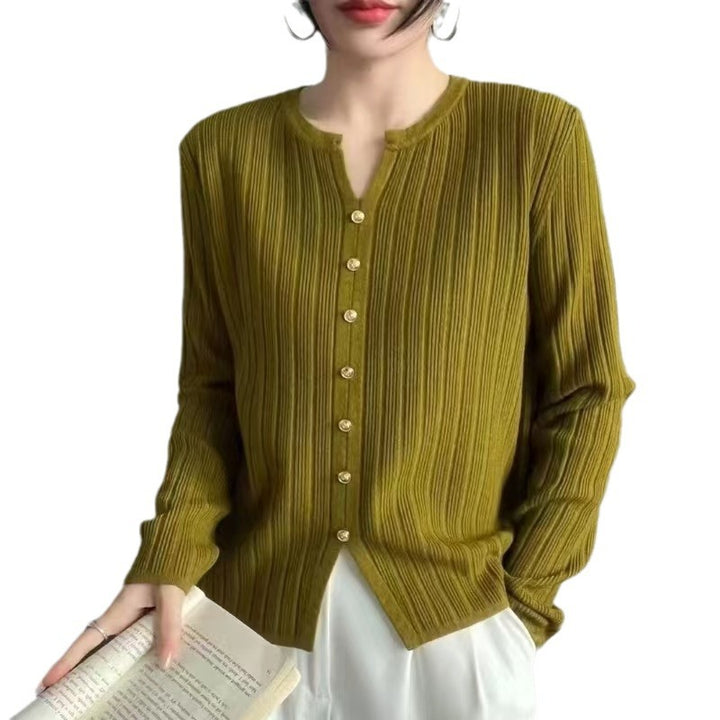 Damen Feinstrick Bluse mit Knopfleiste Drune