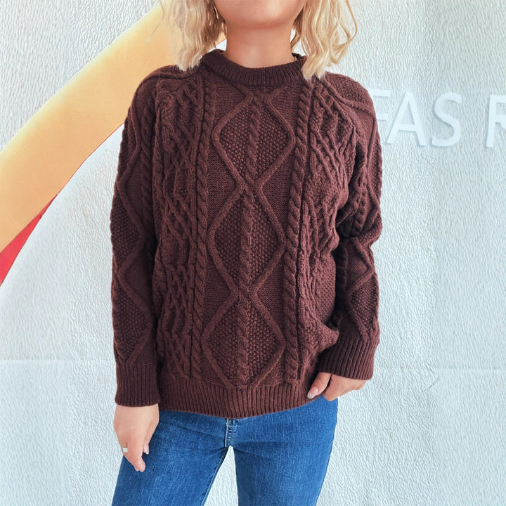 Damen Grobstrickpullover mit raffiniertem Zopfmuster und lässigem Schnitt Drune