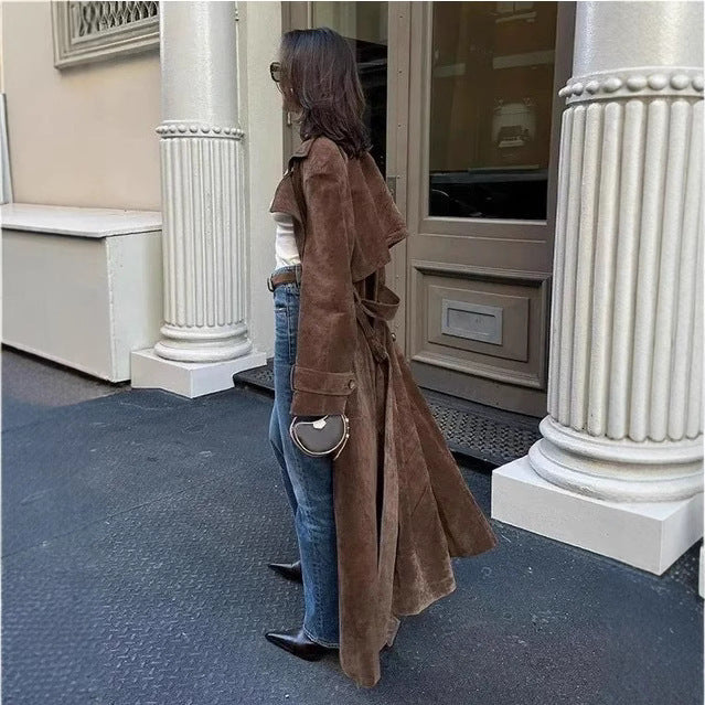 Damen eleganter Trenchcoat mit gefüttertem Kragen und praktischen Taschen Drune