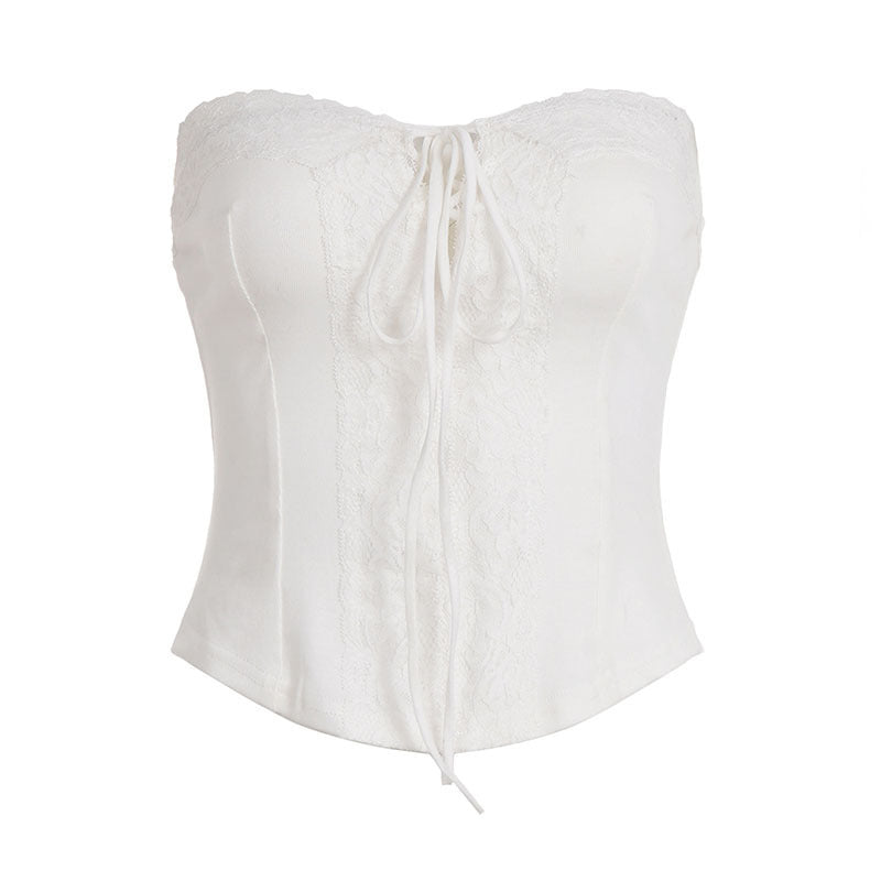 Damen Spitzen-Corsage mit verstellbarem Schnür-Design Drune