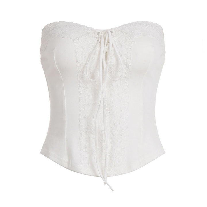Damen Spitzen-Corsage mit verstellbarem Schnür-Design Drune
