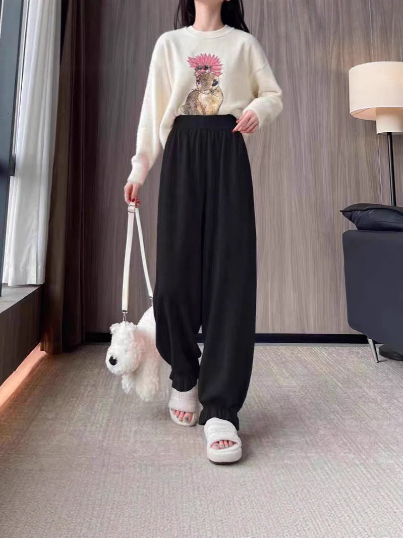 Damen bequeme Palazzohose aus glänzendem Material Drune