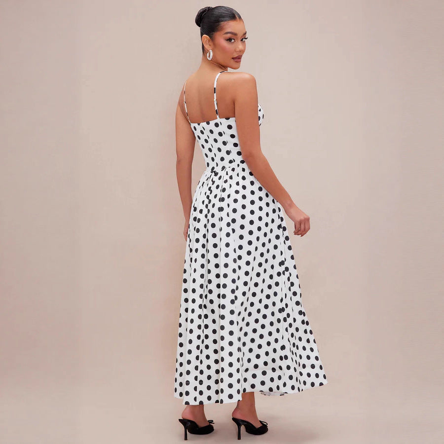 Damen Maxi-Kleid mit punktiertem Design und taillierter Passform Drune