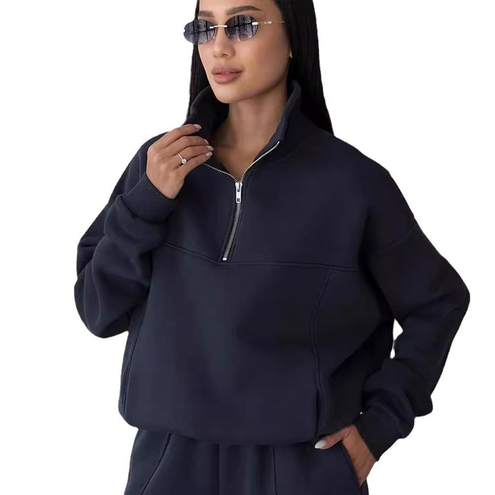 Damen sportliche Kapuzenjacke mit hohem Kragen Drune