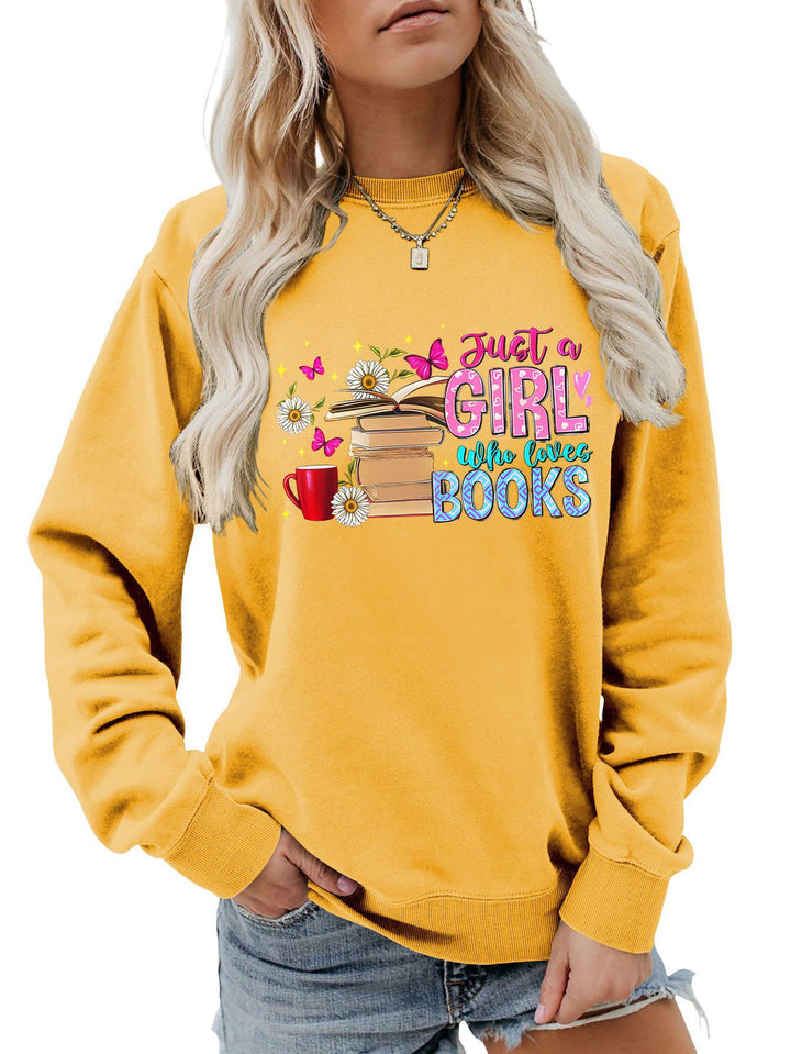 Damen Sweatshirt mit auffälligem Buchmotiv und lässiger Passform Drune