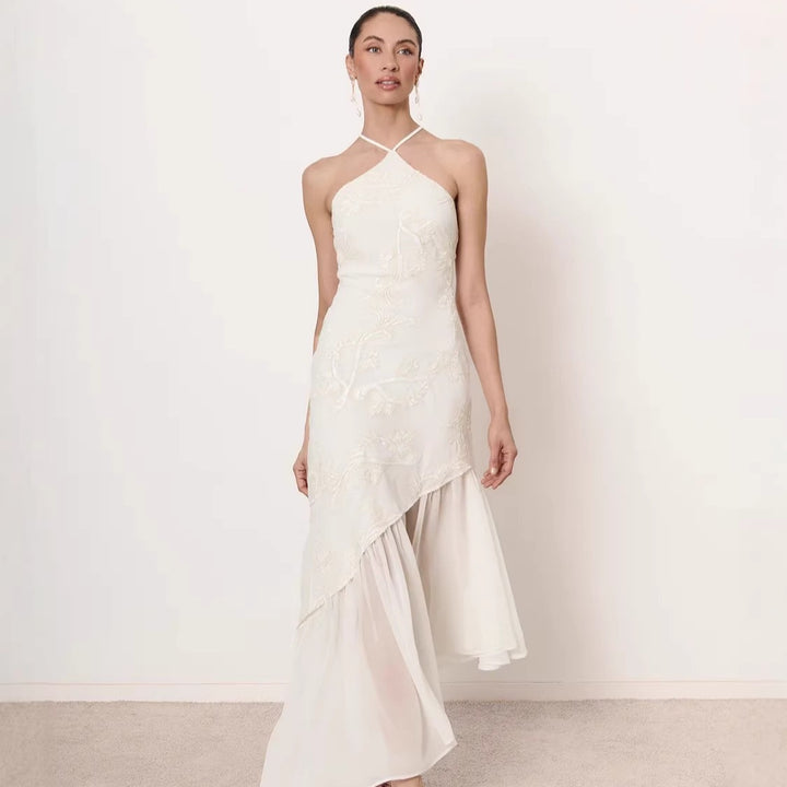 Damen Asymmetrisches Hochzeitskleid mit eleganter Spitze Drune