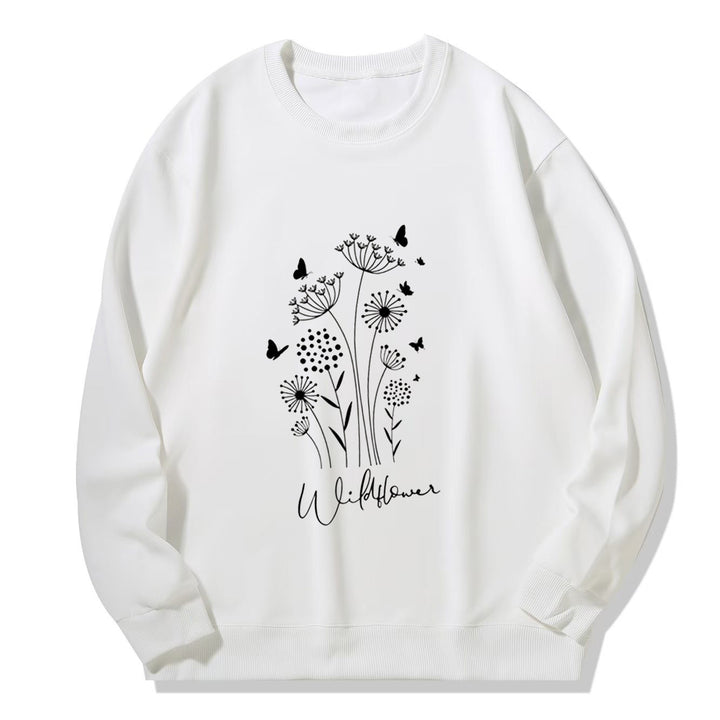 Damen Sweatshirt mit floralem Wildblumenprint und kuscheligem Innenfutter Drune