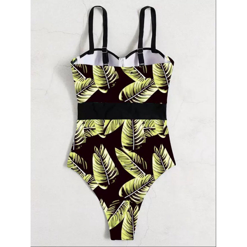 Damen Einteiler Badeanzug mit floralem Design und eleganter Silhouette Drune