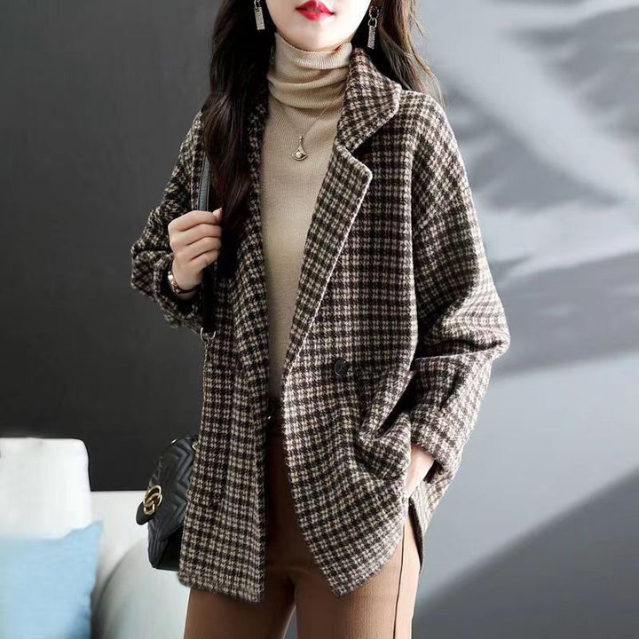 Damen Karierte Wolljacke Drune