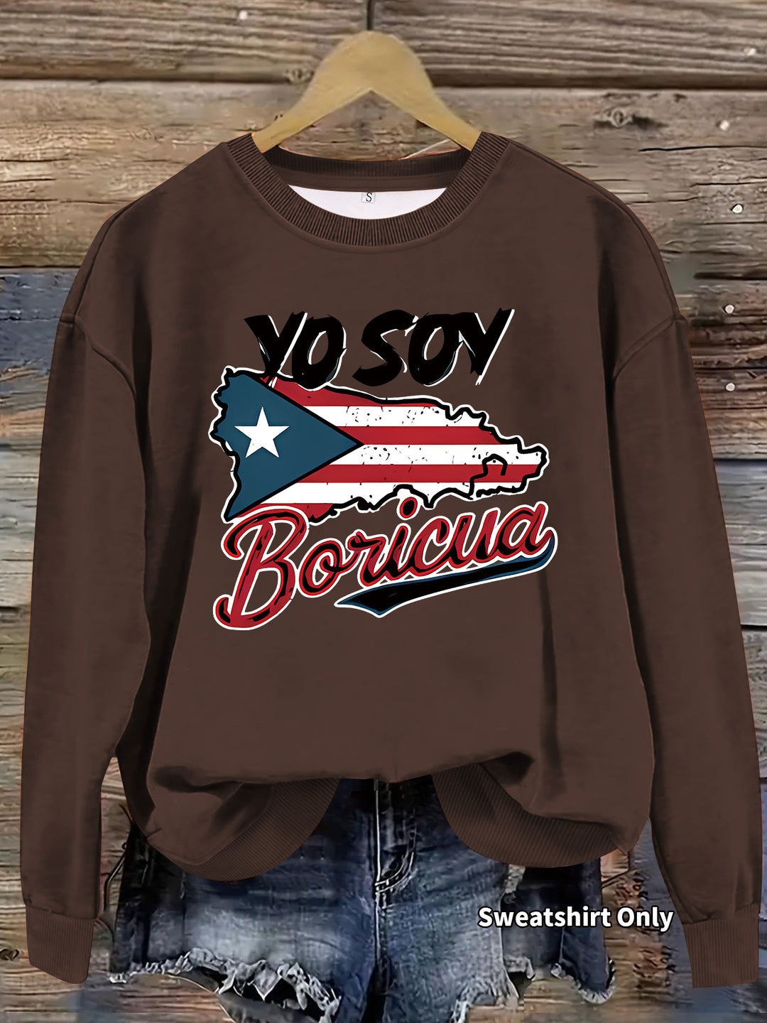 Damen Sweatshirt mit kreativem Puerto Rico Design und lässigem Schnitt Drune