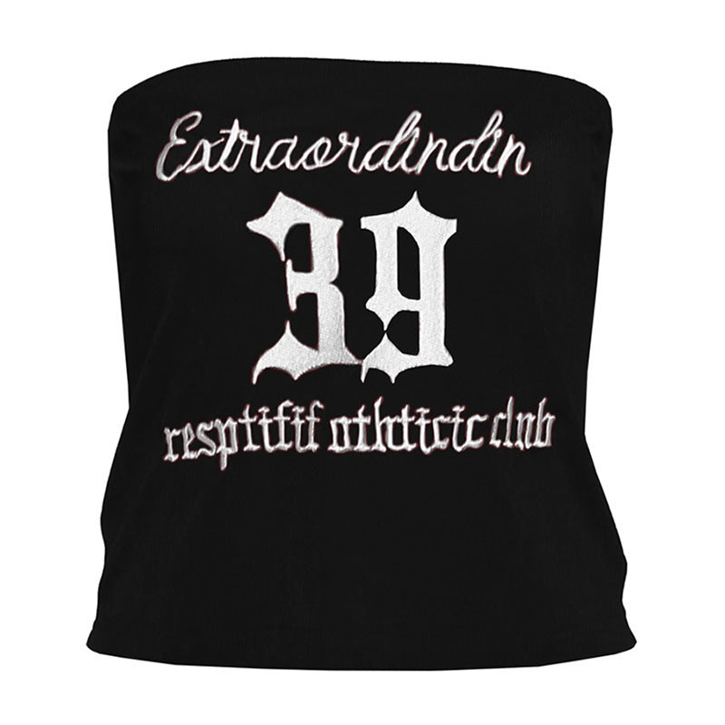 Damen Crop-Top mit kreativem Schriftzug Drune