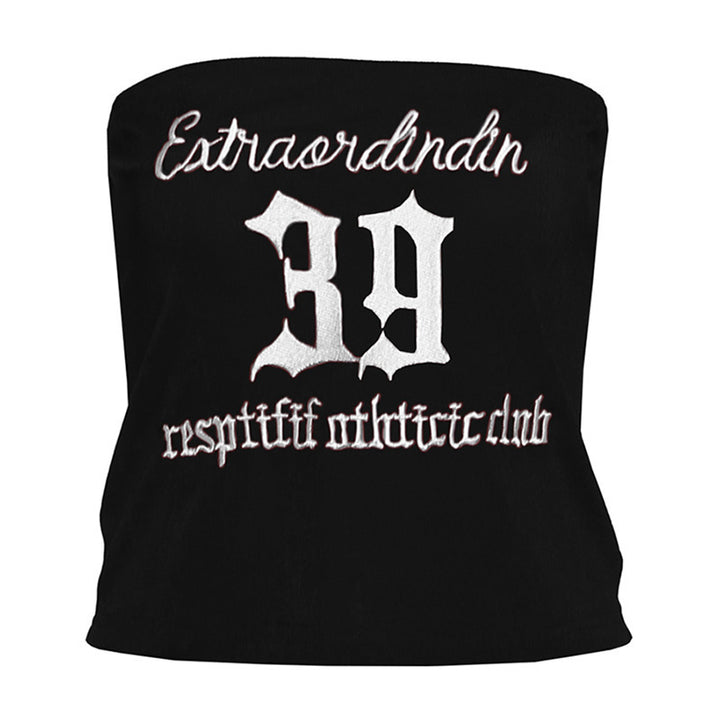 Damen Crop-Top mit kreativem Schriftzug Drune
