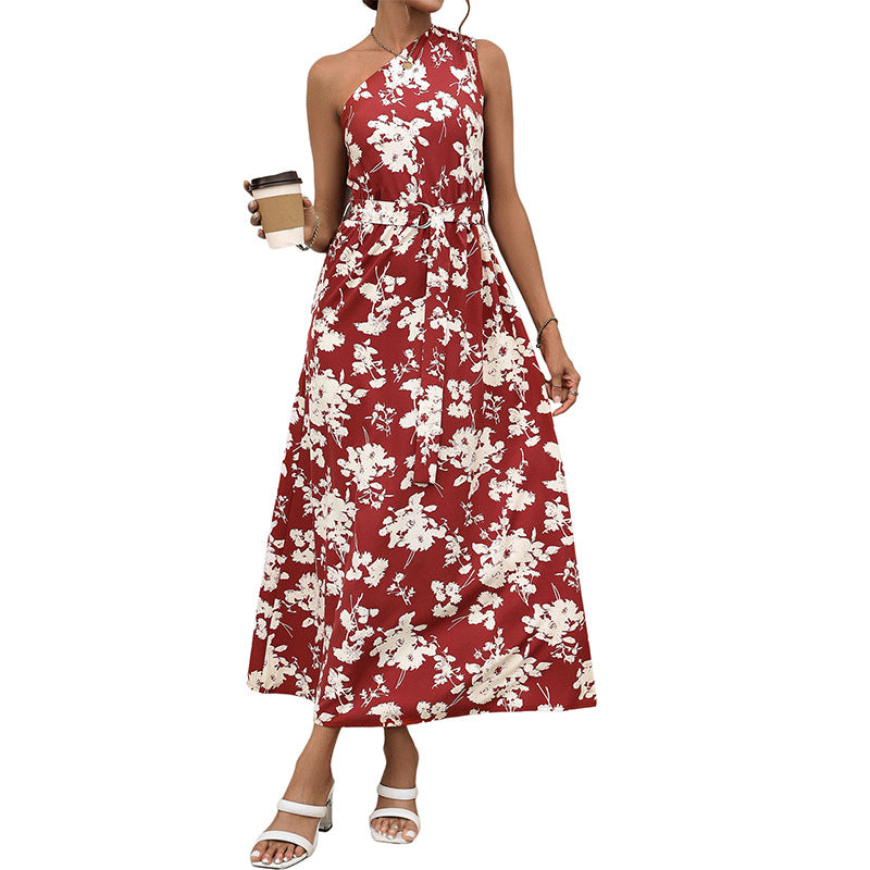 Damen Maxikleid mit asymmetrischem Ausschnitt und floralem Muster Drune