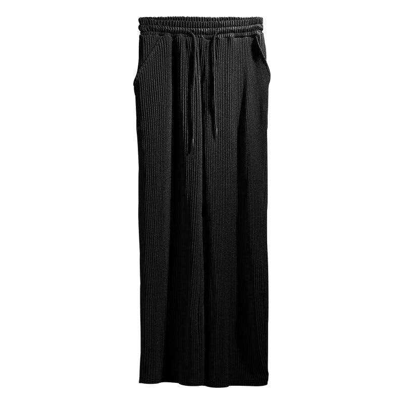 Drune | Dropping Gestreifte Hose mit hoher Taille und weitem Bein