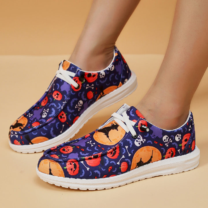 Damen Atmungsaktive Freizeitsneaker mit lustigem Halloween-Motiv Drune