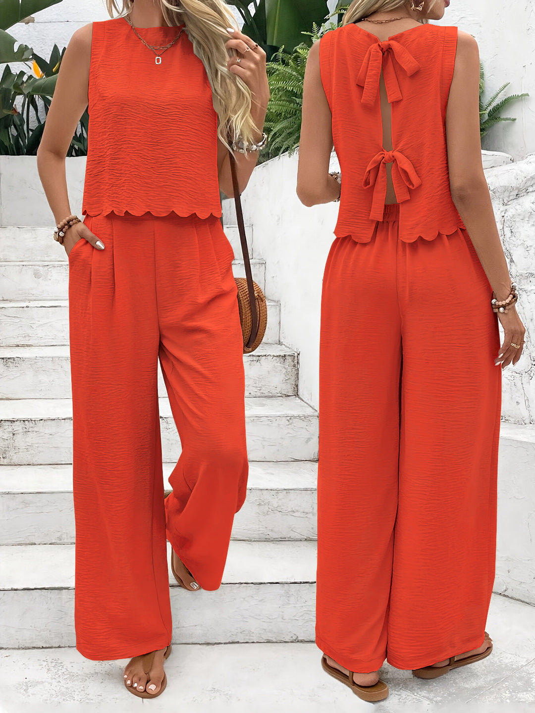 Damen Lässiger Jumpsuit mit elegantem Rückenausschnitt und weitem Bein Drune