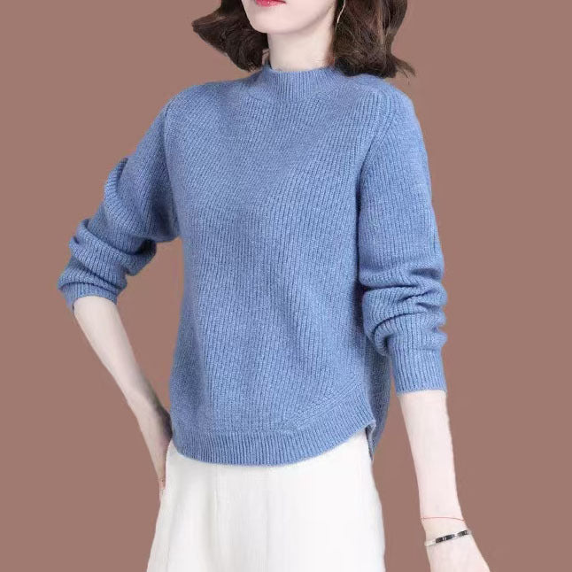 Damen lässiger Strickpullover mit hohem Kragen und weitem Schnitt Drune
