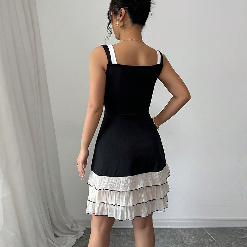 Damen Sommerkleid mit Rüschen und dekorativen Trägern Drune