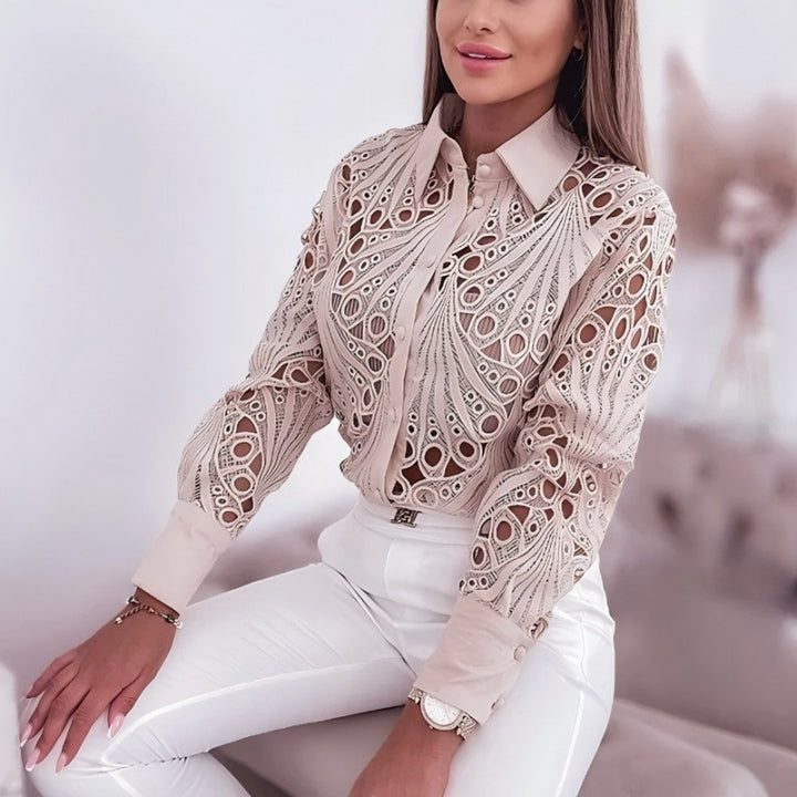 Damen elegante Bluse mit einzigartigem Cut-Out Design Drune