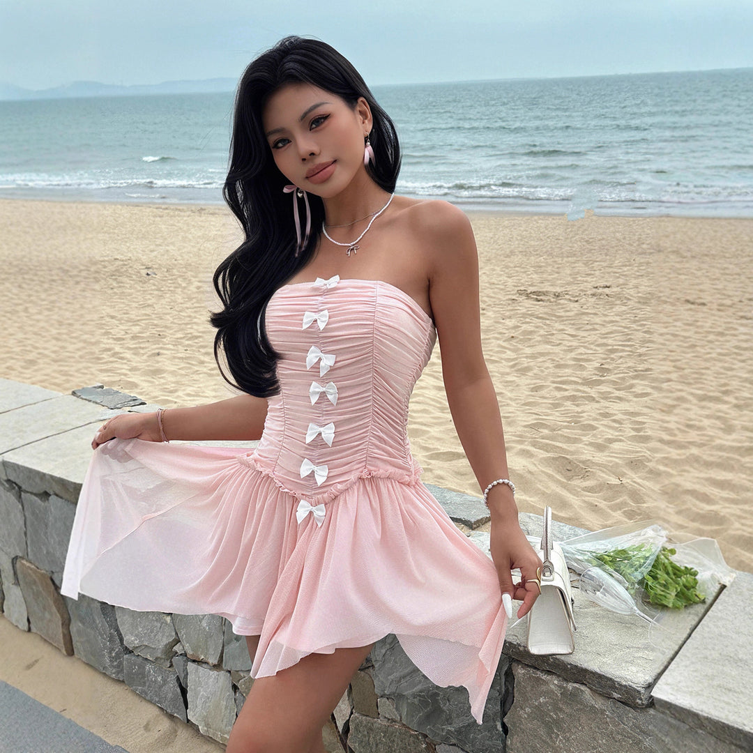 Damen Tailliertes Corsagen-Kleid mit Rüschendetails Drune