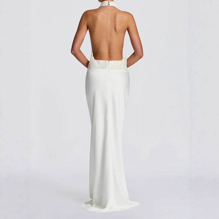 Damen Elegantes Hochzeitskleid mit schimmerndem Taillenband Drune
