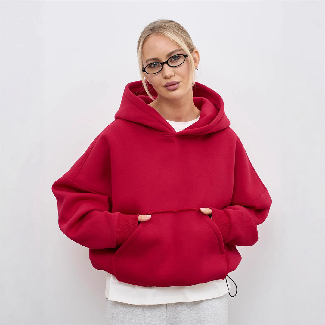 Damen oversized Kapuzenpullover mit seitlichen Taschen und lässigem Schnitt Drune