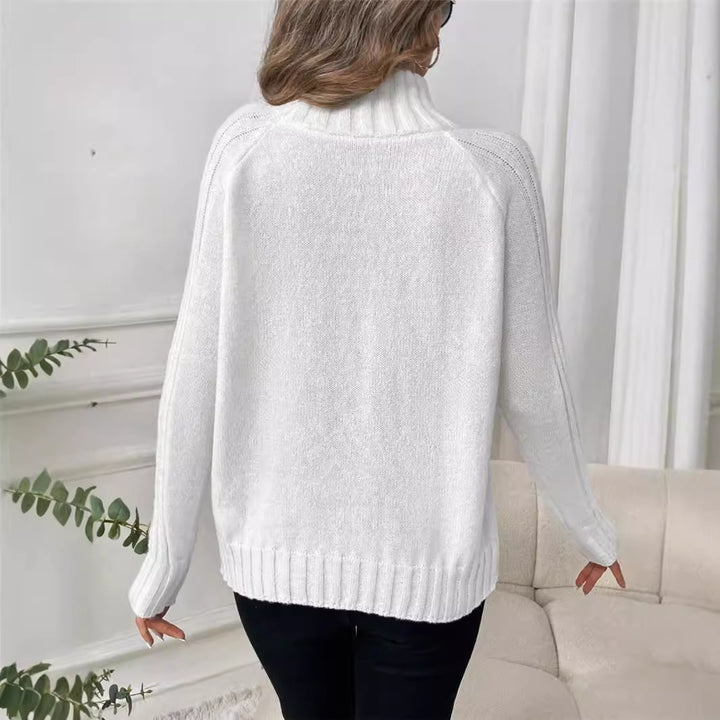 Damen Pullover mit modernem Stehkragen und strukturiertem Rippdesign Drune
