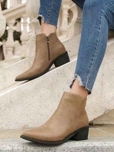 Drune | Stiefeletten - Kunstleder - Spitz - Niedriger Blockabsatz