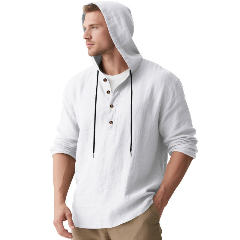 Herren Kapuzenshirt mit Knopfleiste und lässigem Schnitt Drune