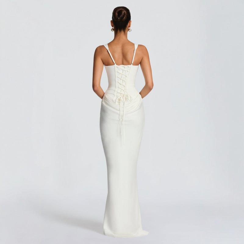 Damen Elegantes Maxi-Kleid mit raffinierten Drapierungen Drune