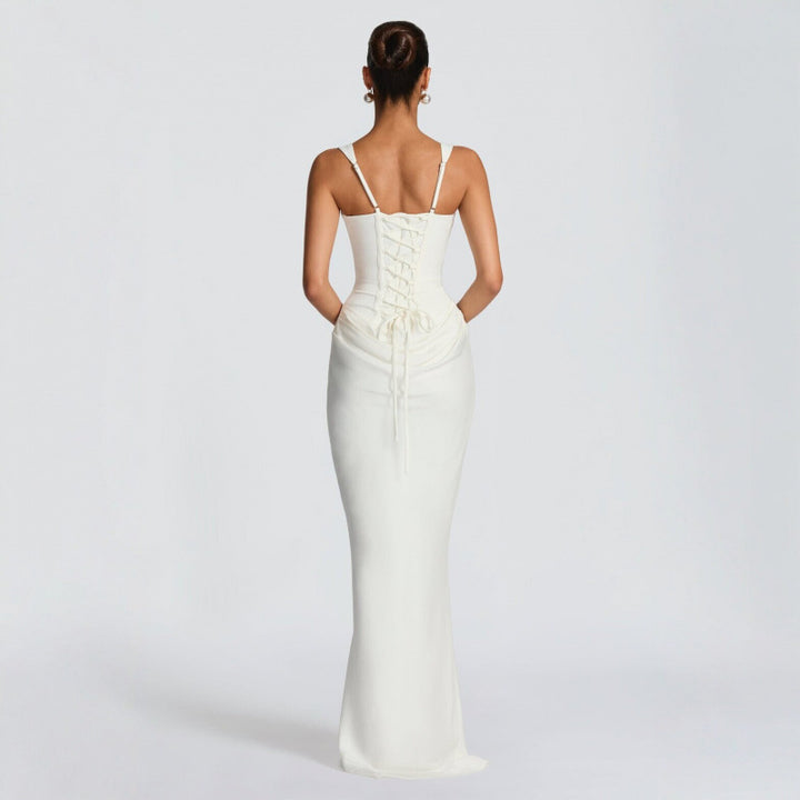 Damen Elegantes Maxi-Kleid mit raffinierten Drapierungen Drune