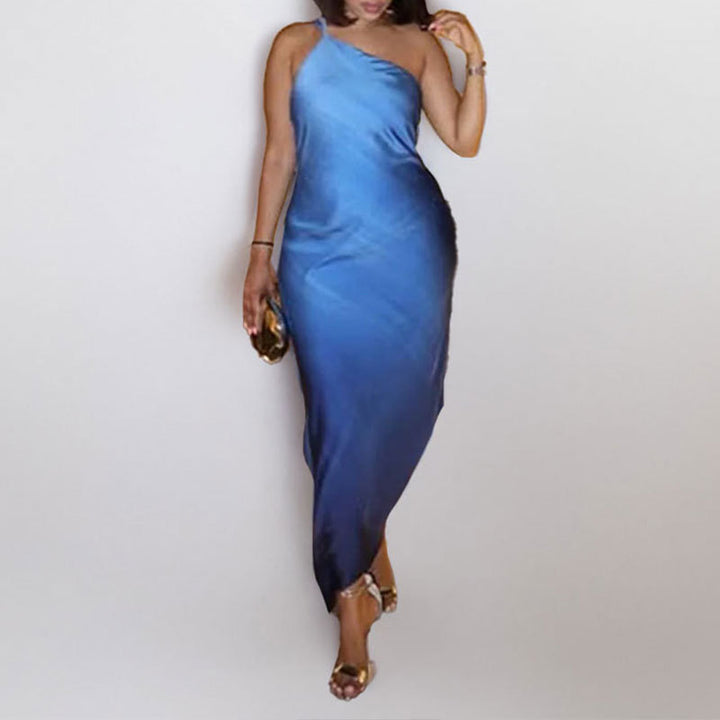 Damen Maxikleid mit elegantem schulterfreiem Design und seitlichem Schlitz Drune