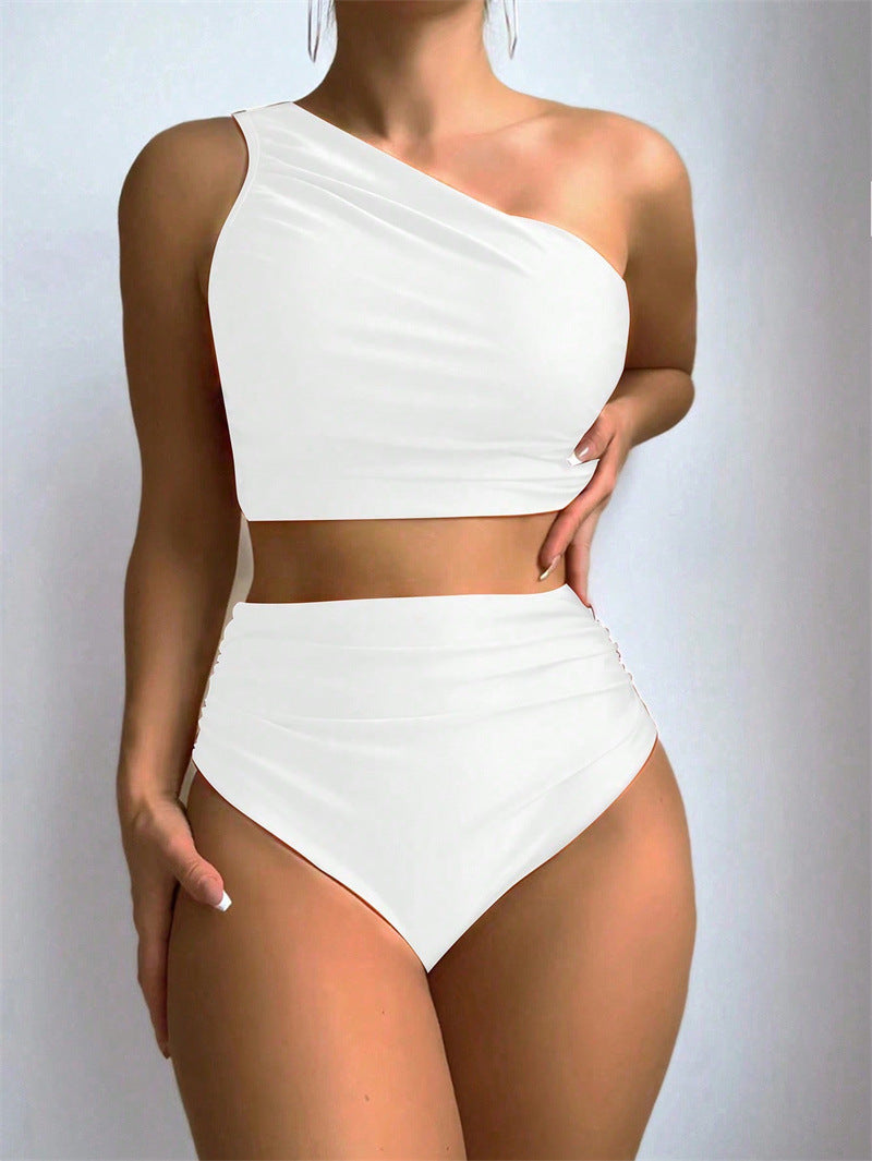 Damen High-Waist Bikini-Set mit asymmetrischem Oberteil Drune