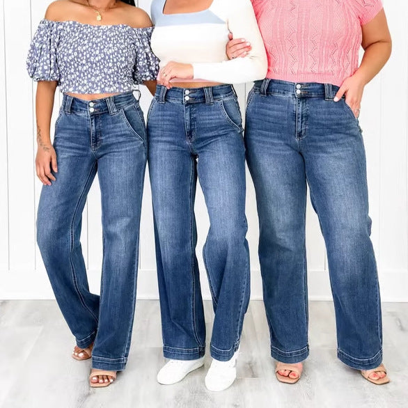 Damen High-Waist Mom Jeans Drune