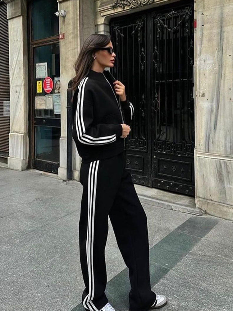 Damen sportliches Freizeit-Set mit gefütterter Jacke und elastischer Hose Drune