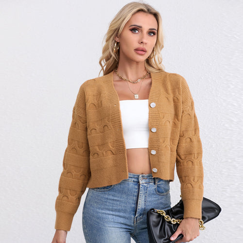 Damen Strickjacke mit strukturiertem Muster und modischen Knöpfen Drune