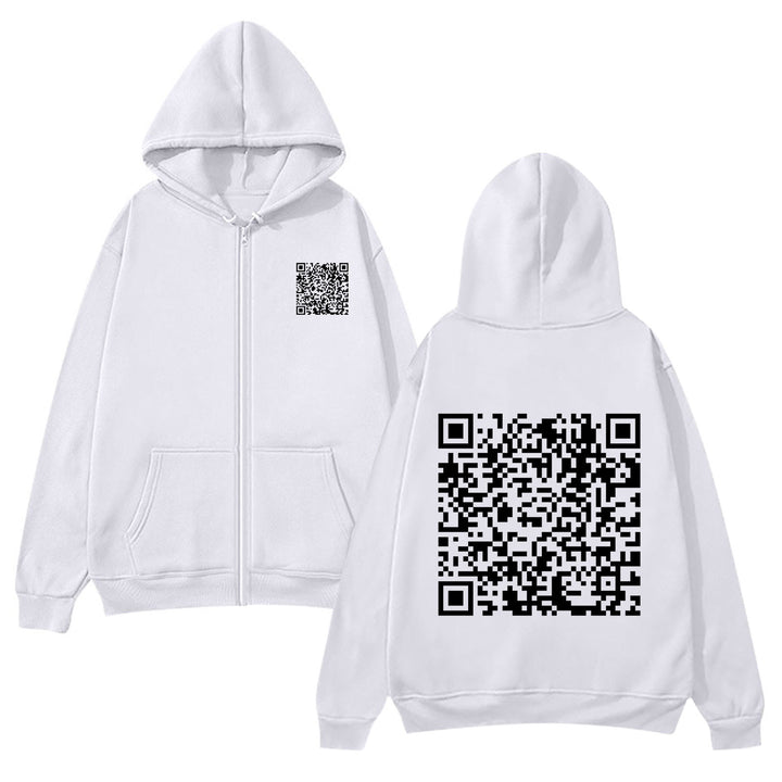 Damen Kapuzenjacke mit QR-Code-Design und weichem Fleece Drune